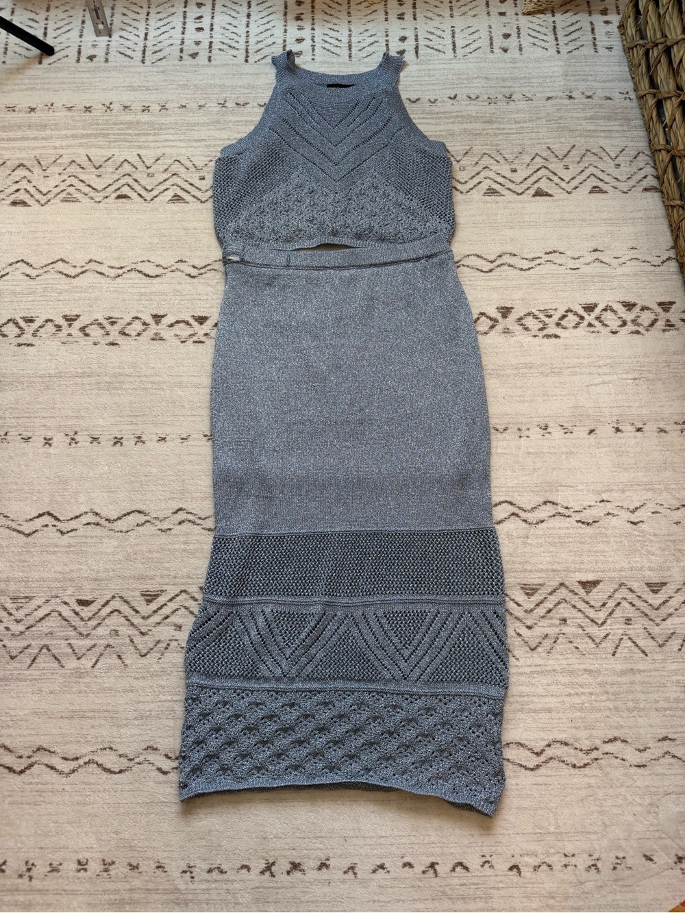 House of Harlow 1960 Light Gray Knit Cropped Tank and skirt